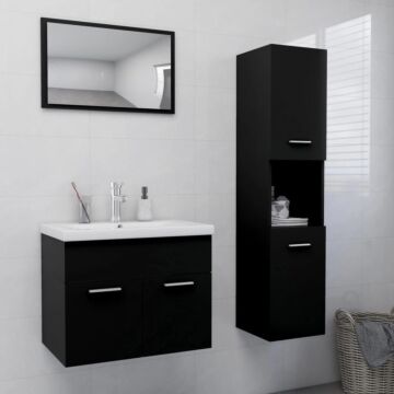 Vidaxl Bathroom Furniture Set Black Engineered Wood