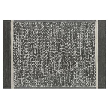 Outdoor Rug Mat Black And White Synthetic 120 X 180 Cm Eco Friendly Modern Minimalist Beliani