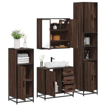 Vidaxl 4 Piece Bathroom Furniture Set Brown Oak Engineered Wood