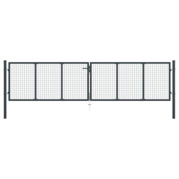 Vidaxl Mesh Garden Gate Galvanised Steel 400x125 Cm Grey