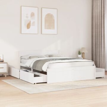 Vidaxl Bed Frame Without Mattress White 150x200 Cm King Size Solid Wood Pine