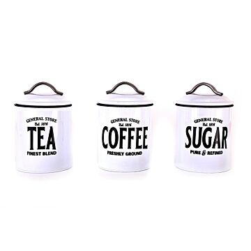 White General Store Tea, Coffee And Sugar Set