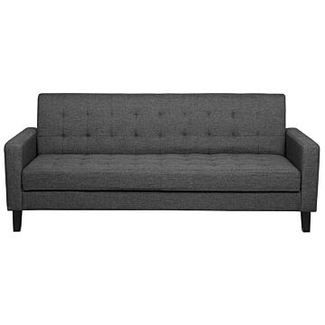 Sofa Bed Dark Grey Fabric 3 Seater Click Clack Quilted Upholstery Beliani