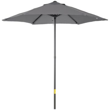 Outsunny 2m Patio Parasols Umbrellas, Outdoor Sun Shade With 6 Sturdy Ribs For Balcony, Bench, Garden, Dark Grey