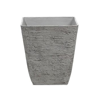 Plant Pot Grey Stone Polyresin 39 X 39 X 43 Cm Indoor Outdoor Square Beliani