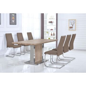 Belize Pu Chairs Chrome & Cappuccino (2s)