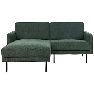 Corner Sofa Polyester Dark Green 192 X 155 Couch 2-seater Upholstered Metal Legs Woven Fabric Cushioned Back Minimalist Modern Beliani