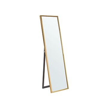 Standing Mirror Gold Glass Synthetic Material 40 X 140 Cm With Stand Modern Design With Frame Beliani