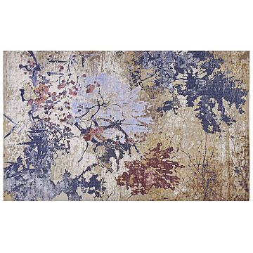 Area Rug Multicolour Polyester And Cotton 140 X 200 Cm Handwoven Floor Mat Modern Abstract Pattern Low-pile Beliani