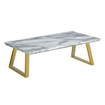 Newchapel Marble Effect Coffee Table With Gold Legs