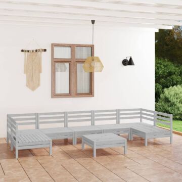 Vidaxl 8 Piece Garden Lounge Set White Solid Wood Pine