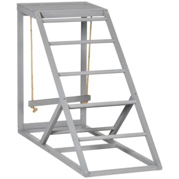 Pawhut Wooden Chicken Coop Toy With Swing, Ladder, Platform, Grey