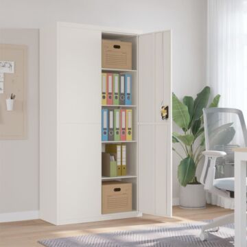 Vidaxl File Cabinet White 90x40x180 Cm Steel
