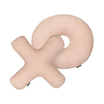 Set Of 2 Letter Cushions Pink Teddy Fabric Xo Throw Pillows Beliani