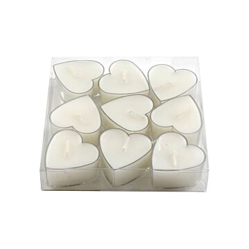 Pack Of Nine Small Heart Shaped Tea Light Candles