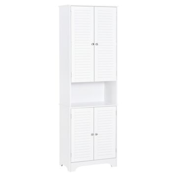 Homcom Mdf Freestanding 6-tier Bathroom Storage Cabinet White