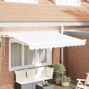 Vidaxl Retractable Awning Manual White 350x200 Cm Fabric And Aluminium