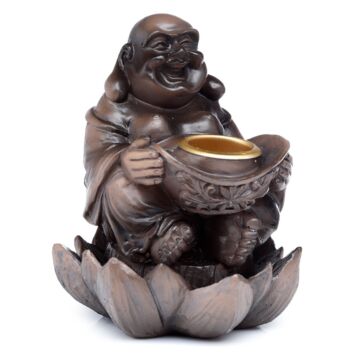 Backflow Incense Burner - Peace Of The East Wood Effect Lucky Buddha