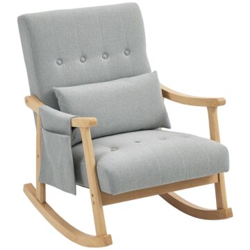 Homcom Wood Frame Rocking Accent Chair - Light Grey