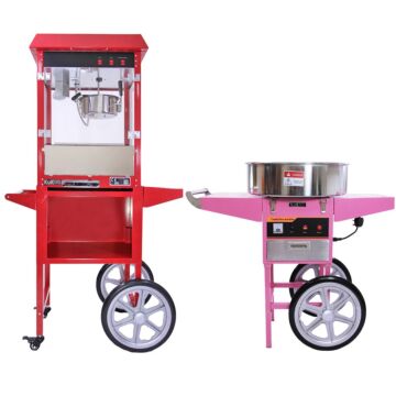 Kukoo 8oz Popcorn Machine & Candy Floss Machine With Carts