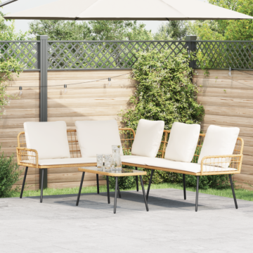 Vidaxl 2 Piece Garden Sofa Set With Cushions Natural Poly Rattan