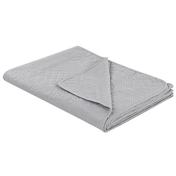 Bedspread Grey Polyester Fabric 160 X 220 Cm Embossed Pattern Decorative Throw Bedding Classic Design Bedroom Beliani