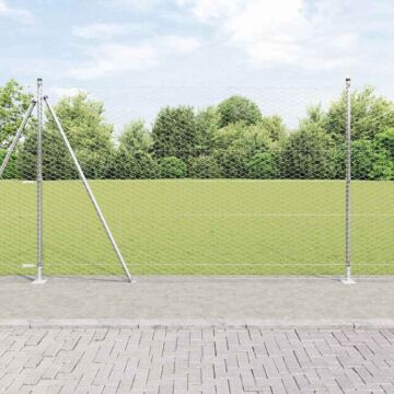 Vidaxl Hexagon Fence 1.5x50 M Galvanised Steel, Vidaxl Fence Posts With Base Plates 13 Pcs Ø32mm 83.5cm Galvanised Steel