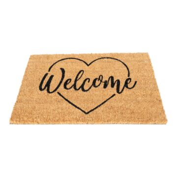 Coir Doormat With Welcome & Heart Shape