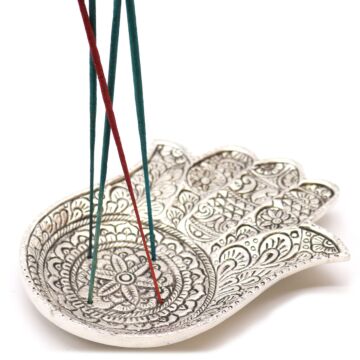 Polished Aluminium Lrg Hamsa Incense Holder