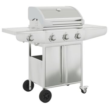 Vidaxl Gas Bbq Grill With 4 Burners Silver Stainless Steel