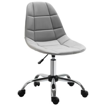 Vinsetto Ergonomic Office Chair With Adjustable Height And Wheels Velvet Executive Chair Armless For Home Study Bedroom Grey