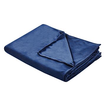 Weighted Blanket Cover Navy Blue Polyester Fabric 120 X 180 Cm Solid Pattern Modern Design Bedroom Textile Beliani