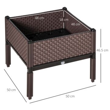 Outsunny 50cm X 50cm X 46.5cm Set Of 2 Garden Raised Bed, Elevated Planter Box, Flower Vegetables Planting Container With Self-watering Design