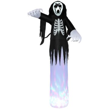 Homcom Next Day Delivery 12ft Inflatable Halloween Skeleton Ghost, Blow-up Outdoor Led Display With Disco Rotating Light