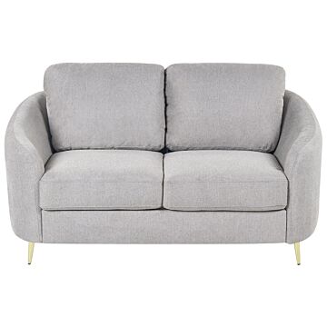 Sofa Grey Fabric Upholstery Gold Legs 2 Seater Loveseat Retro Beliani