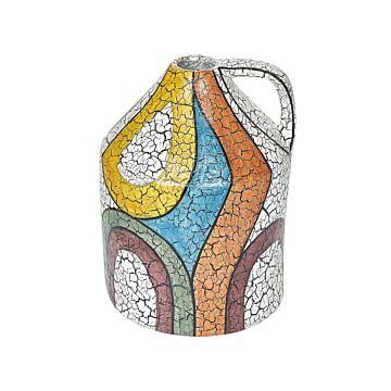Decorative Vase Multicolour Terracotta Crackle Effect Painted Vintage Look Jug Shape Beliani