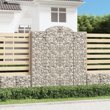 Vidaxl Arched Gabion Baskets 2 Pcs 200x50x220/240 Cm Galvanised Iron