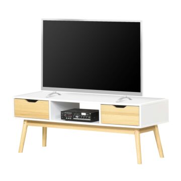 Homcom Tv Stand Cabinet Unit For Tvs Up To 50 Inch With 2 Drawers And Storage Compartment Entertainment Console For Living Room