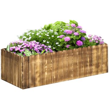 Outsunny 109l Garden Flower Raised Bed Pot Wooden Outdoor Large Rectangle Planter Vegetable Box Outdoor Herb Holder Display (100l X 40w X 30h (cm))