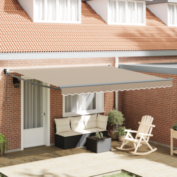 Vidaxl Manual Retractable Awning Beige 400x300 Cm