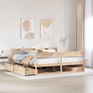 Vidaxl Bed Frame Without Mattress 180x200 Cm Super King Solid Wood Pine