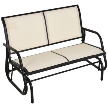 Outsunny 2-person Outdoor Glider Bench Patio Double Swing Gliding Chair Loveseat W/power Coated Steel Frame For Backyard Garden Porch, Beige