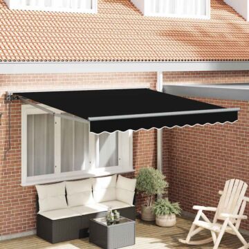 Vidaxl Retractable Awning Black 300x250 Cm Polyester Fabric And Metal