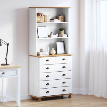 Vidaxl Hutch “askim” White 91x40x199.5 Cm Solid Wood Pine, Vidaxl Hutch "askim" White 91x30x104 Cm Solid Wood Pine, Vidaxl Chest Of Drawers "askim" White 91x40x95.5 Cm Solid Wood Pine