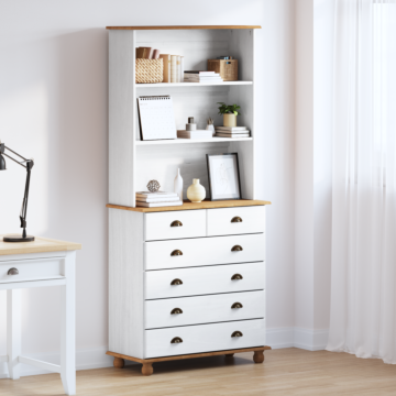 Vidaxl Hutch “askim” White 91x40x199.5 Cm Solid Wood Pine, Vidaxl Hutch "askim" White 91x30x104 Cm Solid Wood Pine, Vidaxl Chest Of Drawers "askim" White 91x40x95.5 Cm Solid Wood Pine