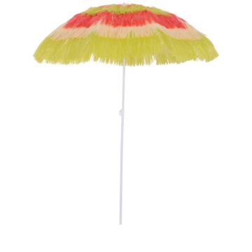 Outsunny Hawaii Beach Umbrella Foldable Parasol-rainbow