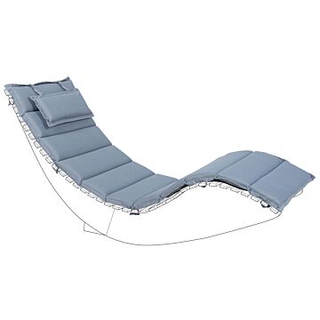 Sun Lounger Cushion Blue Fabric 180 X 60 Cm Padded With Head Pillow Beliani