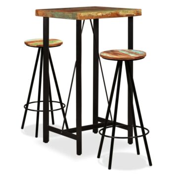 Vidaxl Bar Set 3 Pieces Solid Reclaimed Wood