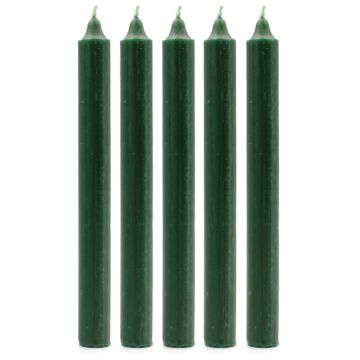 Solid Colour Dinner Candles - Rustic Holly Green - Pack Of 5