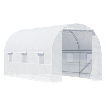 Outsunny 4.5 X 2 X 2 M Large Galvanised Steel Frame Outdoor Poly Tunnel Garden Walk-in Patio Greenhouse - White